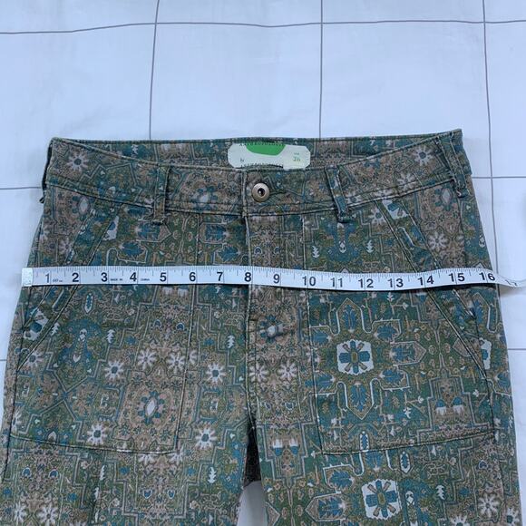 Anthropologie Pants Womens 26 Green Cadet Slim Utility Floral Casual High Rise - Picture 8 of 10